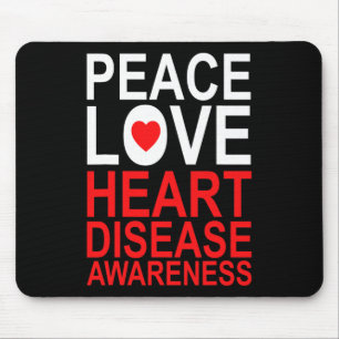 Peace Love Heart Disease Survivor Awareness Graphi Mouse Pad