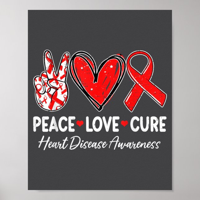 Peace Love Heart Health Heart Disease Awareness Ch Poster (Front)