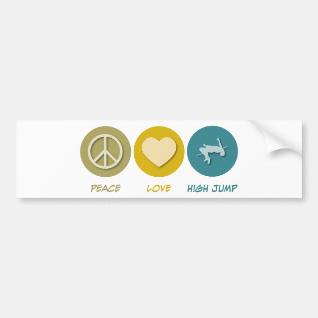 Peace Love High Jump Bumper Sticker (Front)