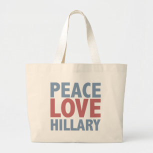 Peace Love Hillary Large Tote Bag