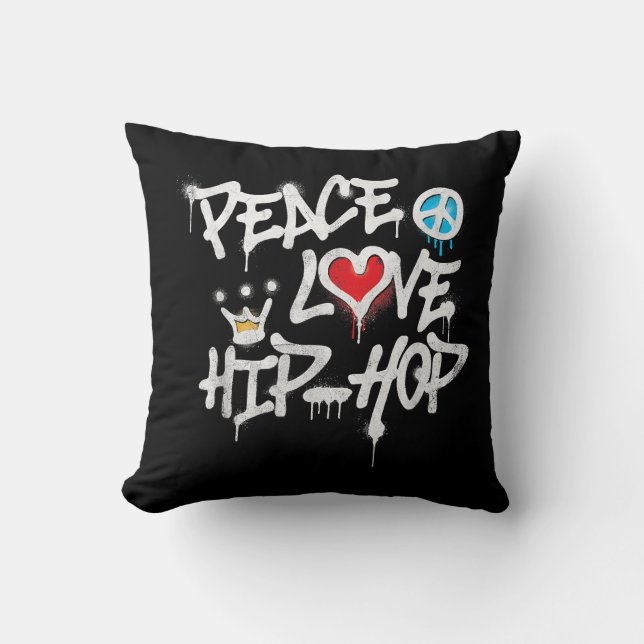 Peace Love Hip Hop Dancing Cushion (Front)