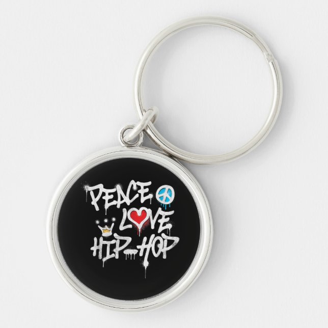 Peace Love Hip Hop Dancing Key Ring (Front)
