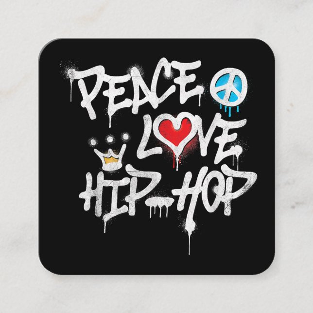 Peace Love Hip Hop Dancing Square Business Card (Front)