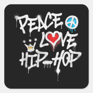 Peace Love Hip Hop Dancing Square Sticker