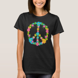 Peace Love Hippie 60's 70's Hippie Colourful Flow T-Shirt