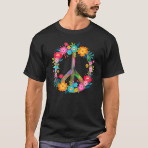 Peace Love Hippie Costume Tie Dye 60s 70s Flowers T-Shirt