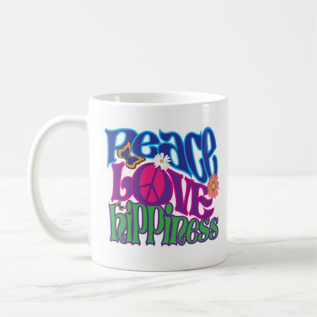 Peace, Love, Hippieness Art  Mug (Left)