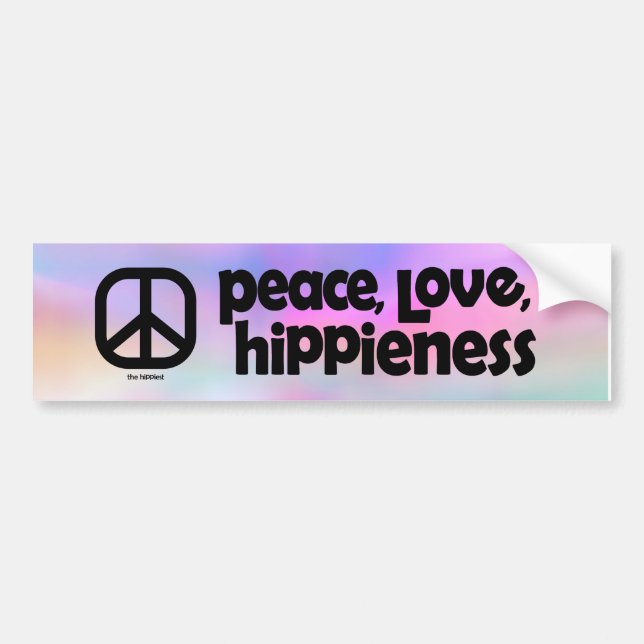 Peace, Love, Hippieness Bumper Sticker (Front)