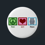 Peace Love Hippos 6 Cm Round Badge<br><div class="desc">Cute hippo gift featuring a pretty green peace sign,  heart,  and an adorable cartoon hippopotamus.</div>