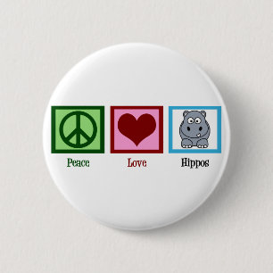 Peace Love Hippos 6 Cm Round Badge
