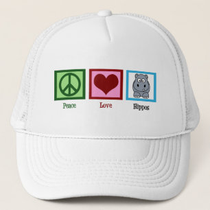 Peace Love Hippos Cute Hippo Trucker Hat