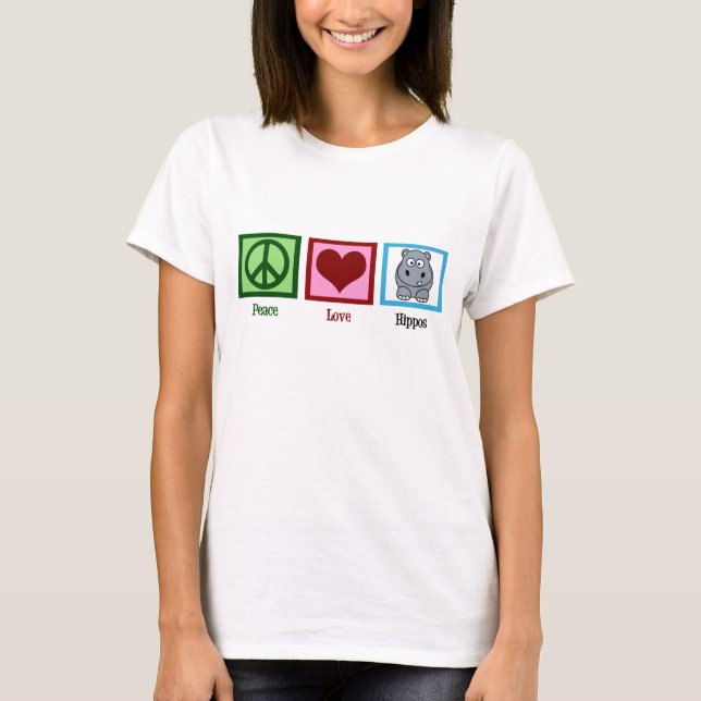 Peace Love Hippos Cute Hippo Women's T-Shirt (Front)