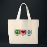 Peace Love Hippos Large Tote Bag<br><div class="desc">Cute hippo gift.</div>
