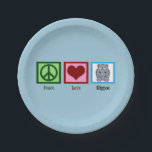Peace Love Hippos Paper Plate<br><div class="desc">A peace sign,  heart,  and a cute hippo. I love adorable,  chubby animals.</div>