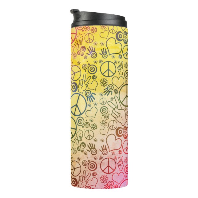 Peace Love Hippy Symbol Design Thermal Tumbler (Rotated Right)
