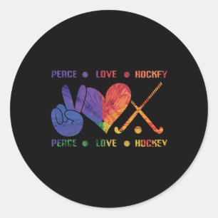 Peace Love Hockey (1)  Classic Round Sticker