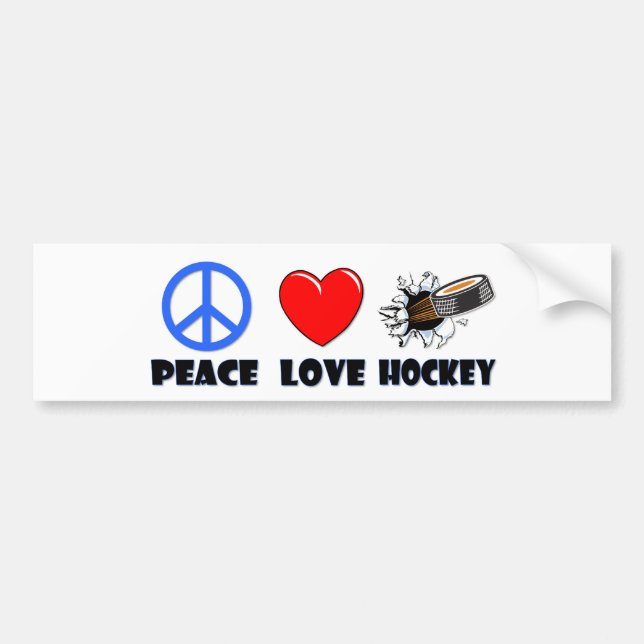 Peace Love Hockey Bumper Sticker (Front)
