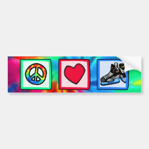 Peace, Love, Hockey Bumper Sticker