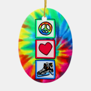 Peace, Love, Hockey Ceramic Ornament