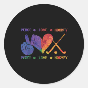 Peace Love Hockey Classic Round Sticker