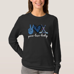 Peace Love Hockey Funny Hockey Player Summer Vacat T-Shirt
