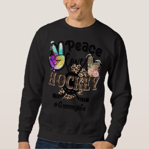 Peace Love Hockey Gammy Life Mum Grandma Leopard Sweatshirt