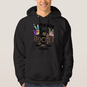 Peace Love Hockey Gigi Life Mum Grandma Leopard Hoodie