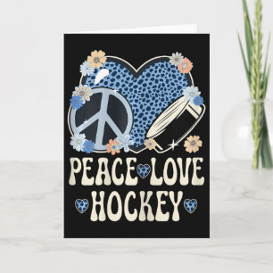 Peace Love Hockey Lover Outfit Cheetah Print Cute Card