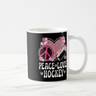 Peace Love Hockey Lover Outfit Cheetah Print Cute Coffee Mug