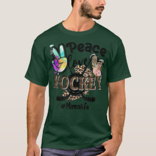 Peace Love Hockey Mima Life Mum Grandma Leopard T-Shirt