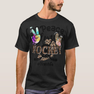 Peace Love Hockey Nani Life Mum Grandma Leopard Pr T-Shirt