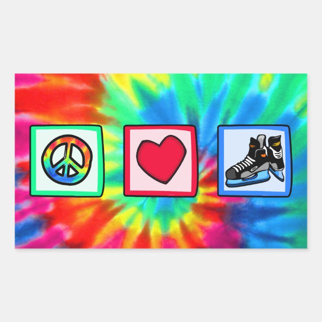 Peace, Love, Hockey Rectangular Sticker (Front)