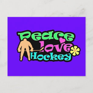 Peace, Love, Hockey; Retro Postcard