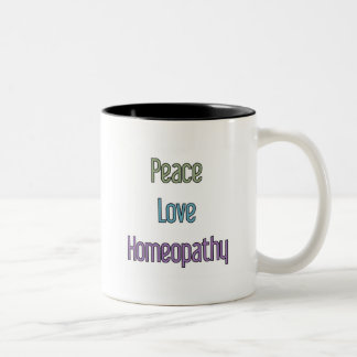 Peace, Love, Homaeopathy Two-Tone Coffee Mug