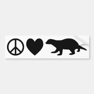 Peace, Love & Honey Badgers Bumper Sticker