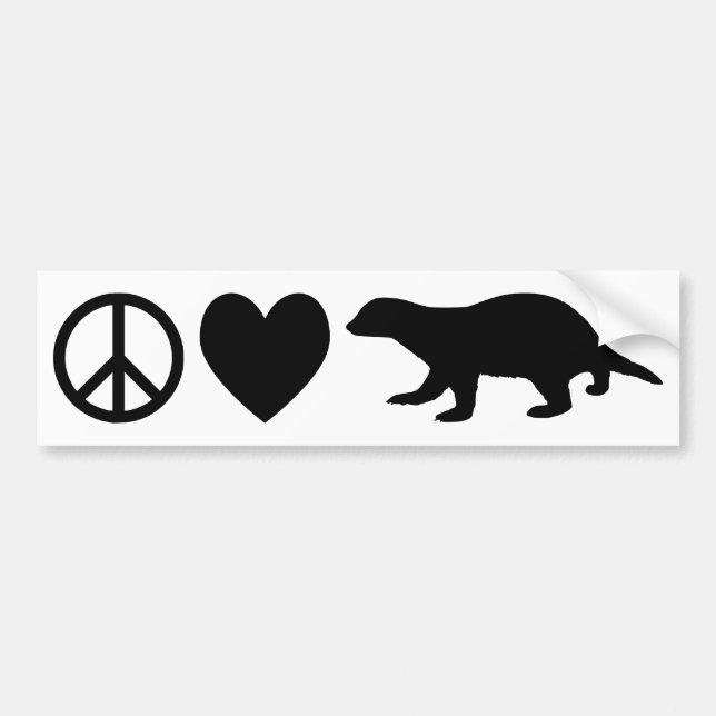 Peace, Love & Honey Badgers Bumper Sticker (Front)