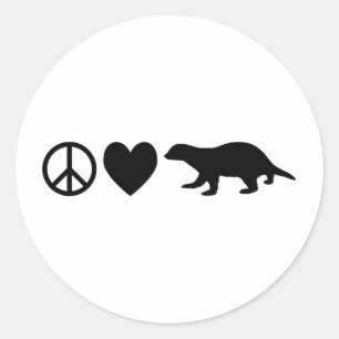 Peace, Love & Honey Badgers Classic Round Sticker