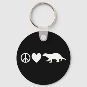 Peace, Love & Honey Badgers Key Ring