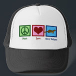 Peace Love Honey Badgers Trucker Hat<br><div class="desc">A peace sign,  heart,  and a honey badger.</div>