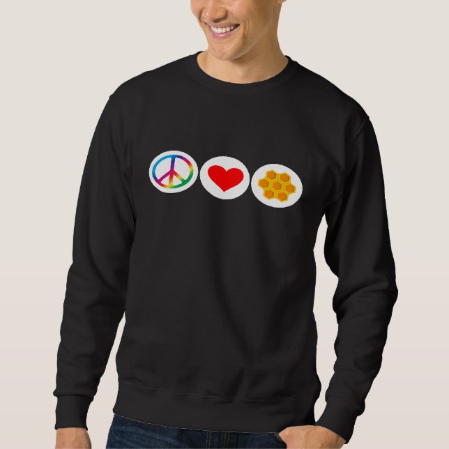 Peace Love Honey Beekeeper Beekeeping Bumblebee Sweatshirt (Front)