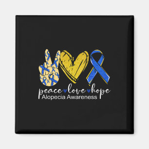 Peace Love Hope Alopecia Awareness Blue Ribbon Magnet