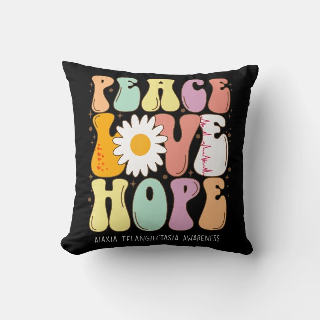 Peace Love Hope Ataxia Telangiectasia Awareness Gi Cushion (Front)