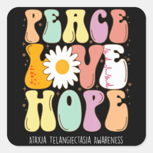 Peace Love Hope Ataxia Telangiectasia Awareness Gi Square Sticker