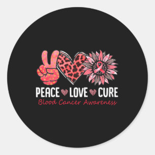 Peace Love Hope Blood Cancer Awareness Red Ribbon Classic Round Sticker