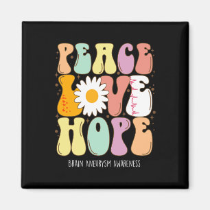 Peace Love Hope Brain Aneurysm Awareness Gift Magnet
