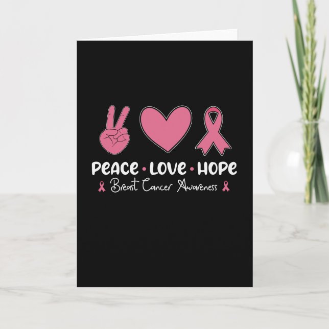 Peace Love Hope Breast Cancer Awareness Survivor Card (Front)