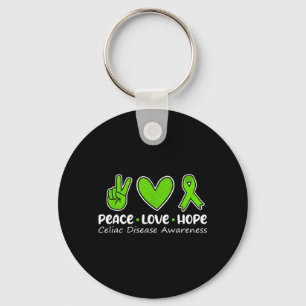 Peace Love Hope Celiac Disease Awareness Warrior Key Ring