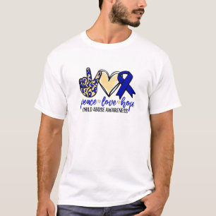 Peace Love Hope Child Abuse Awareness Abuse Warrio T-Shirt