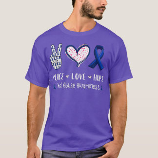 Peace Love hope child abuse awareness ribbon men w T-Shirt