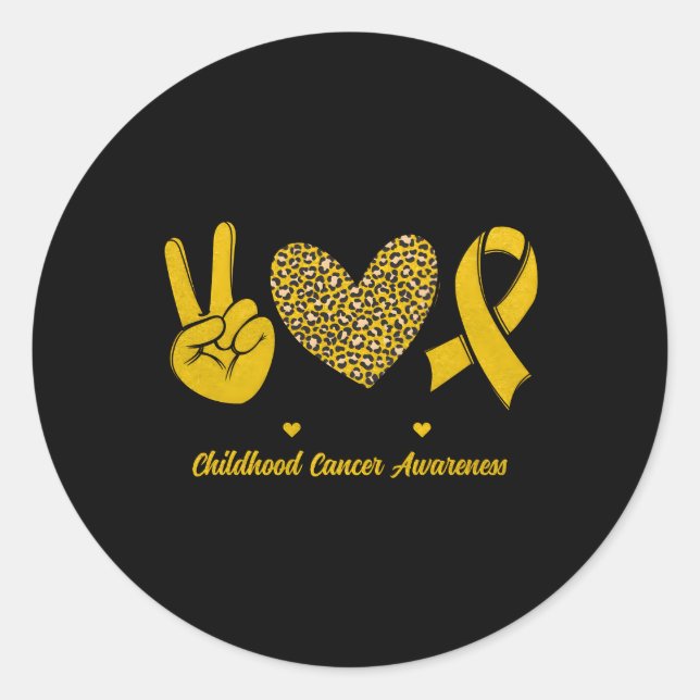 Peace Love Hope Childhood Cancer Awareness Month Classic Round Sticker (Front)